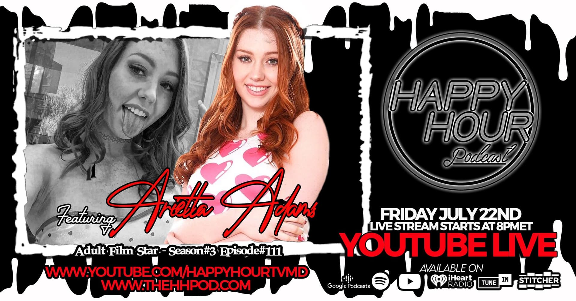 Arietta Adams Drops New OnlyFans Scene & Guests on The Happy Hour Podcast.